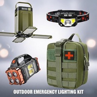 Kit d'éclairage solaire rechargeable PTGE pour l'extérieur, lampe de poche de camping, lampe frontale multifonctionnelle, tactique, d'urgence, de survie, de premiers secours