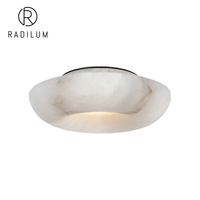 Moderne Alabaster-Deckenleuchte Luxuriöse Hotel-Gangbeleuchtung Runde Naturstein-Schale Bronze-Metall-Leuchte LED Cappello Deckenleuchte