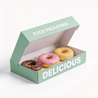 Boîte à donuts personnalisée imprimée numériquement, verte, production en 72h, emballage alimentaire recyclable de qualité alimentaire