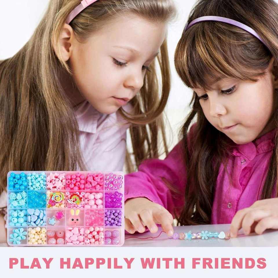24 Grid Kids Diy Jewelry Kit Colorful Acrylic Beads Bracelet Necklace ...