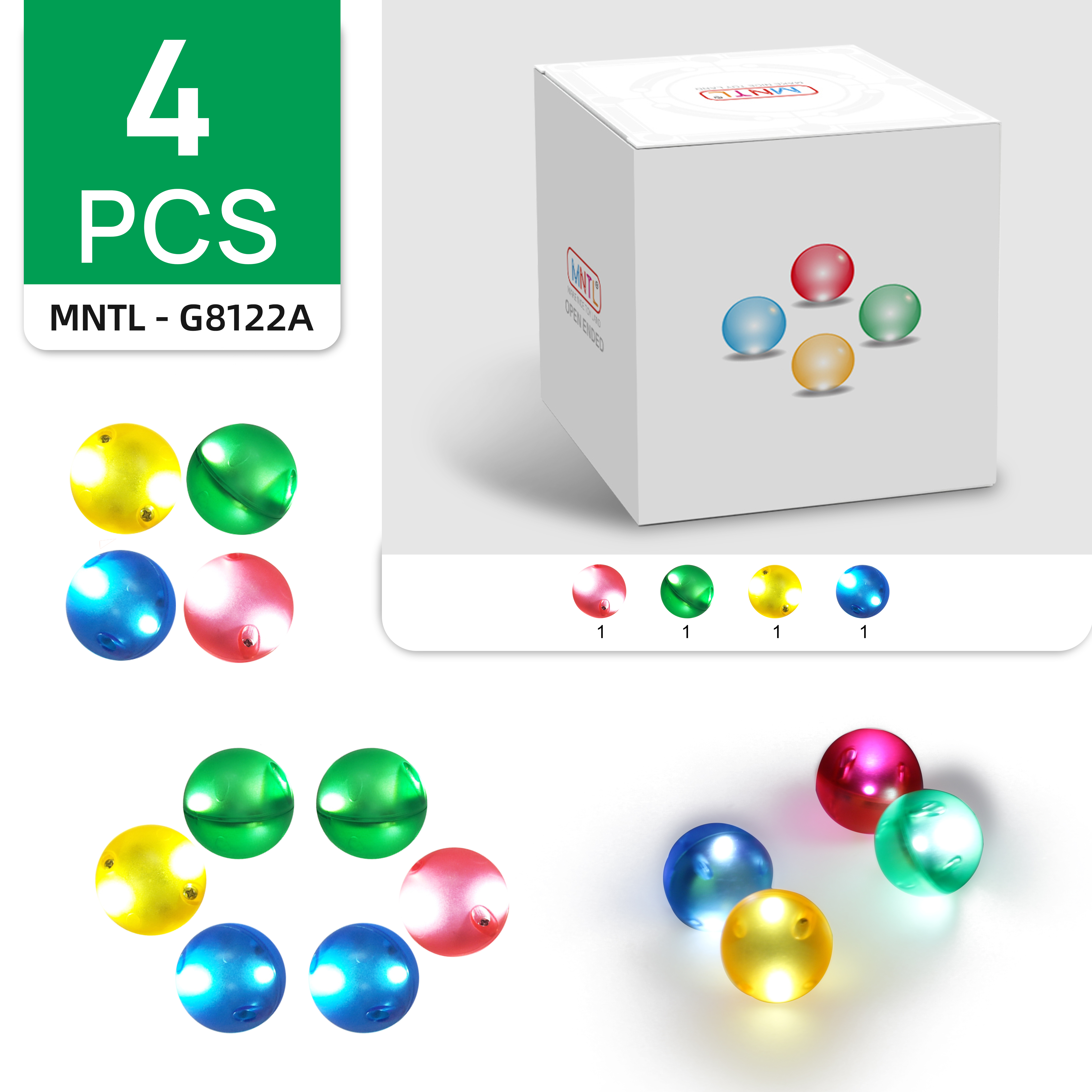 4 pezzi di sfere illuminate