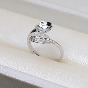 แหวนเงินแท้ S925 แบบเปิด ไม่มีรู สำหรับผู้หญิง ลายใบไม้ ปรับขนาดได้ แหวนเปล่าสำหรับ DIY  26 ชิ้น อุปกรณ์ทำเครื่องประดับ - Product Image 3