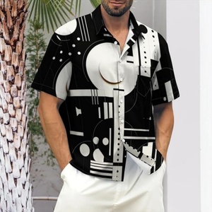 Button-Up Stand Collar Mens Standard-Fit Custom Logo Breathable ODM Printed Beach Short-Sleeved Casual Vacation <b>Bowling</b> Shirts - Product Image 5