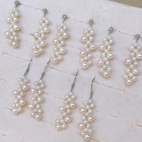 Boucles d'oreilles pendantes en perles d'eau douce de 2-3 mm et 4-5 mm, plaquées or, faites à la main, perles blanches de qualité AAAA, Tianmeng