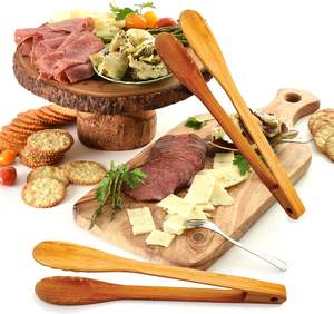 Pinzas de Silicona Ecológicas de Alta Calidad para Servir Alimentos, con Mango de Madera, para Ensaladas y Pan, Venta al Por Mayor - Product Image 4