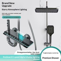Juego de ducha de lujo ligero con pantalla digital y teclas de piano, grifos termostáticos de montaje en pared para baño doméstico con temperatura constante
