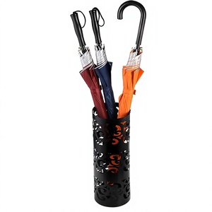 Porte-parapluie en métal au design moderne ajouré, support rond autoportant en fer pour rangement de parapluies, idéal pour la maison, le bureau et l'hôtel - Product Image 1