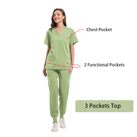 Ensembles d'uniformes d'allaitement professionnels pour femmes Ensemble de gommages Uniformes d'infirmière pour haut et pantalon de médecin hospitalier avec col en V à poches multiples