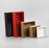 Boîte cadeau en papier personnalisée en gros avec couvercle transparent pliable en PVC, boîte en papier rouge/blanc/noir/kraft