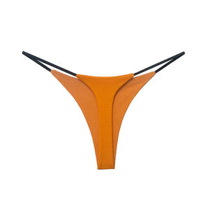 Culottes de bikini doubles fines pour femmes, nouveau string sexy taille basse en forme de T, uni, teinté, motif à pois, lingerie en méthode de tissage tricoté - Product Image 6