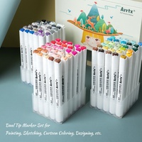 Arrtx 90 Couleurs Marqueurs à Encre à Base d'Alcool Ensemble Pointe Japonaise Double Pointe Marqueurs Permanents pour l'Animation Manga