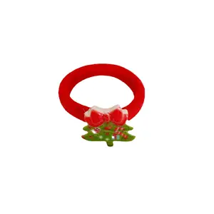 New Arrival Christmas Bow Elastic Hair Tie rubber Band For Girls