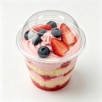 Boîte à dessert en plastique PET ronde personnalisée, recyclable, sans BPA, de qualité alimentaire, robuste, avec joint hermétique, pour tiramisu, gâteau, dessert, emballage alimentaire