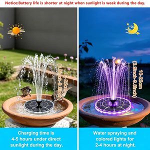 Fontaine solaire extérieure 3,5 W pour jardin, kit de pompe à eau solaire pour bassin intérieur avec 7 buses, lumière de fontaine 7 couleurs, pour bain d'oiseaux - Product Image 4