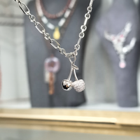 Trendy 925 sterling zilveren kersenketting met micro-pavé zirkonia, zoete fruit hanger, paperclip ketting voor dagelijks gebruik