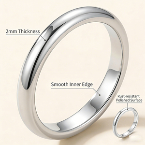 Anelli Classici per Coppie <span class=keywords><strong>in</strong></span> <span class=keywords><strong>Acciaio</strong></span> <span class=keywords><strong>Chirurgico</strong></span> da 2mm, Finitura a Specchio, <span class=keywords><strong>Fedi</strong></span> Coreane Abbinabili per Uomo e Donna, Direttamente dalla Fabbrica - Product Image 1