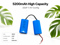 Paket Baterai Li-ion 18650 2S2P 7.4V 5200mAh Kapasitas Tinggi, Baterai Isi Ulang dengan Konektor, OEM ODM Grosir
