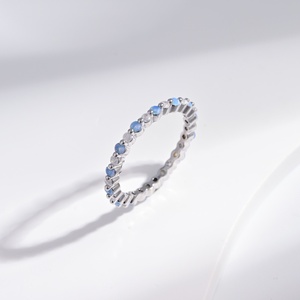 OEM plata 925 <b>sterling</b> <b>Silver</b> Turquoise women <b>Ring</b> Minimalist Style <b>stacking</b> Everyday Wear natural stone sapphire finger <b>rings</b> - Product Image 3