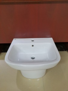 Lavabo en porcelaine de style européen, couleur blanche, demi-piedestal, lavabo en céramique pour salle de bain - Product Image 4