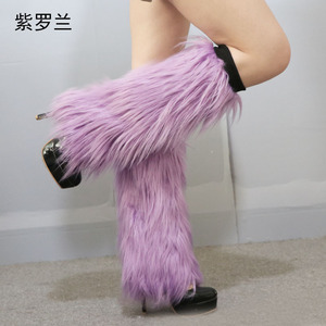 Calentadores de piernas peludos con luz <span class=keywords><strong>Led</strong></span>, medias de baile, botas largas <span class=keywords><strong>LED</strong></span> esponjosas, cubierta Sexy, disfraz de Carnaval, accesorios Rave para mujer - Product Image 2