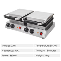 XEOLEO Commercial Double Plaques Électrique Automatique Ménage Restaurant Gaufrier Multifonctionnel Gaufrier Belge