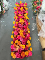 Chemin de table floral artificiel en soie, rose fuchsia orange, pour décoration de mariage, allée et centre de table, toile de fond - Vente chaude