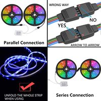 Tira de LED RGB de 10M 5050 SMD, 60LED/M, 12V/24V, 144 dirección programable inteligente WS2812B, píxel direccionable individualmente por USB WS2812