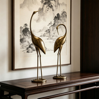 Statue de grue en laiton, paire, moulage à la cire perdue, sculpture de grue en cuivre/bronze de haute qualité, décoration Feng Shui pour la longévité, ornement pour bureau