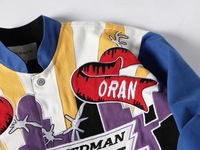 Veste bomber en coton de style course vintage sur mesure en gros, taille plus, pour hommes, avec patchs brodés