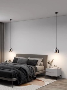 Lustre à <span class=keywords><strong>suspension</strong></span> Led moderne en verre <span class=keywords><strong>gris</strong></span> avancé Cuisine Salle à manger Décoration intérieure Lampe Design simple Pendentif Salon Chevet - Product Image 4
