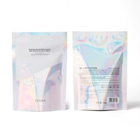 Sacs en Mylar holographiques personnalisés, imprimés, imperméables, pour masques faciaux, avec fermeture plate en plastique, sac à trois côtés scellés pour cosmétiques