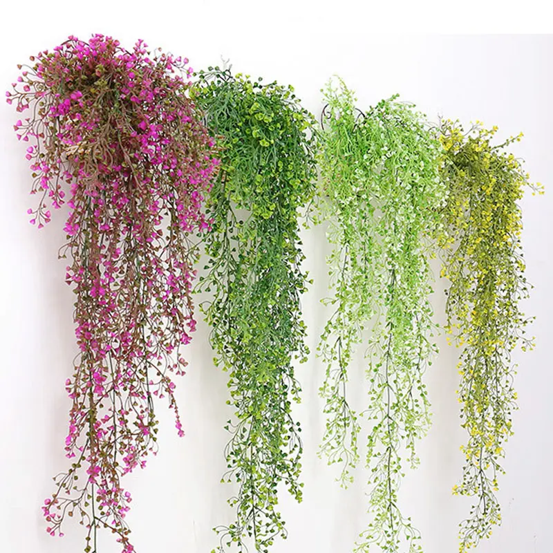 Wholesale 85cm long Wall hanging flower golden bell willow Wall decoration flower for Shopping mall Shop Home decoration