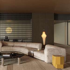 طقم أريكة قطاعية إيطالية بتصميم بسيط مغطاة بالقماش قابلة للاسترخاء فاخرة وعصرية راقية منحنية لغرفة المعيشة والفنادق - Product Image 3