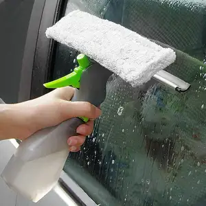 3 In 1 Window Squeegee With Microfiber Scrubber Water Spray Bottle Window Cleaning Kit Window Glass Cleaner With Spray Head