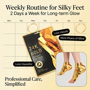 Masque <span class=keywords><strong>chaussette</strong></span> pour les <span class=keywords><strong>pieds</strong></span> en collagène or 24 carats, professionnel, entièrement personnalisé, OEM, directement de l'usine, pour les talons craquelés et les <span class=keywords><strong>pieds</strong></span> secs - Product Image 1