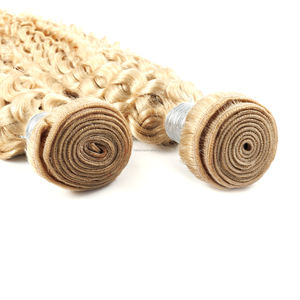 Cabello humano virgen de alta calidad, cabello rubio 613, trama de cabello rizado profundo, paquetes de cabello rubio ruso virgen - Product Image 3