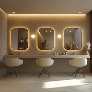 مرآة حديثة ممتازة LED صالون سبا واستوديوهات مرآة قابلة للتخصيص على شكل زجاج مرآة مع وظيفة التبديل باللمس - Product Image 2