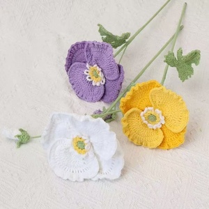 ดอกป๊อปปี้โครเชต์ทำมือจากโรงงาน OEM ของตกแต่งบ้าน ช่อดอกไม้ประดิษฐ์สำหรับของขวัญคริสต์มาสและวันวาเลนไทน์ รับสั่งทำตามแบบ - Product Image 5