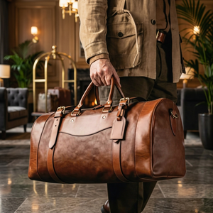 Sacs de voyage unisexes vintage en cuir véritable B S International, durables, légers, avec fermeture éclair, 56-75L, pour le transport et le rangement - Product Image 1