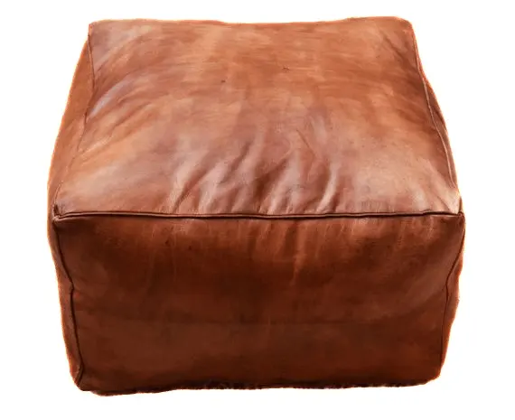 Puf cuadrado de cuero hecho a mano para sala de estar, taburete de Bar, silla de comedor para uso en decoración del hogar, venta al por mayor
