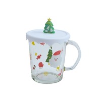 Mug à café en verre résistant à la chaleur, tasse à eau et à lait - Design créatif et amusant, anti-fuite, pour le bureau, cadeau de Noël