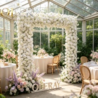 Nouvelles fleurs artificielles blanches en forme de rose pour arche de mariage, arrangement floral en soie pour décoration de toile de fond de mariage, vente en gros personnalisée