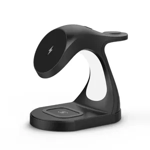 Justlink 4 in 115W Magnetisches kabelloses Ladegerät 3A Qi Wireless Charging Stand Dock mit Nachtlicht Für iPhone iWatch Airpods