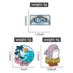 Aloha Hawaii tấm giấy phép men chân đảo phong cảnh cá mập trâm cài ve áo ba lô Huy hiệu trang sức phụ kiện Quà Tặng bán buôn - Product Image 6