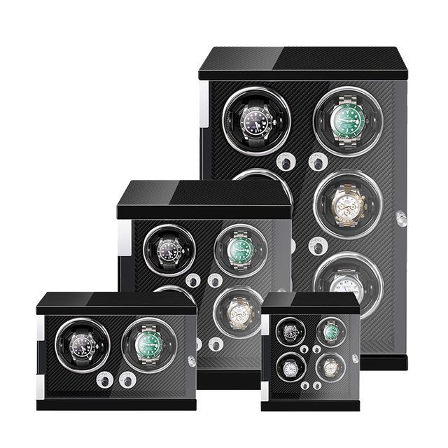 Wholesale LCD LED Auto Stop Wooden LED Luxury 1 2 4 6 Slots Watch Winder Box for Automatic Watches