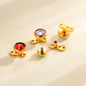 Joyería <span class=keywords><strong>de</strong></span> Titanio Hengsen <span class=keywords><strong>de</strong></span> 16G, ASTM F136, Parte Trasera Plana, Cristal <span class=keywords><strong>de</strong></span> Estrás, <span class=keywords><strong>Piercing</strong></span> Dérmico para Mejillas, Brazos, Clavícula, Joyería Corporal - Product Image 4