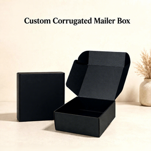 Boîte en carton ondulé noir avec impression de logo personnalisée FX, recyclable, résistante à l'eau, scellée de manière sécurisée, enduite de protection UV, pour kit de parfum et vêtements - Product Image 1