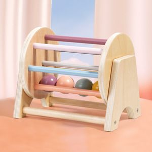 Jouets Montessori en bois naturel pour bébés, jouets éducatifs précoces pour tout-petits, tambour de bureau arc-en-ciel pour enfants, vente en gros - Product Image 4