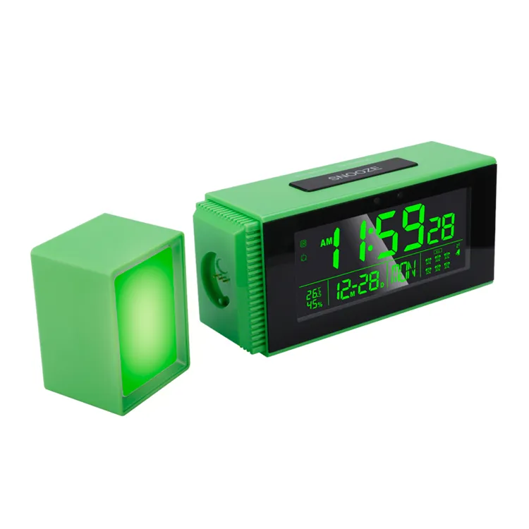 Portable small night light time date USB output snooze digital clock light sensitive FM radio alarm with temperature