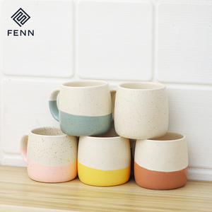 FENN Tasses à café en céramique mouchetée faites à la main Ensemble <span class=keywords><strong>de</strong></span> <span class=keywords><strong>4</strong></span> tasses à café en porcelaine pour latte/thé/lait/cacao chaud Idéal pour tasse cadeau - Product Image 1